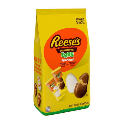 REESE'S Assorted Flavored Snack Size Peanut Butter Eggs, Candy Bag, 28.8 oz