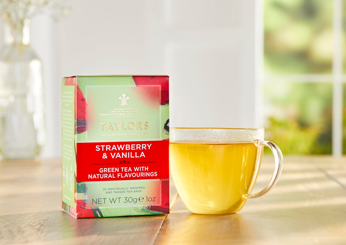Taylors of Harrogate Strawberry & Vanilla Green Tea, 20 Count (Pack of 1)