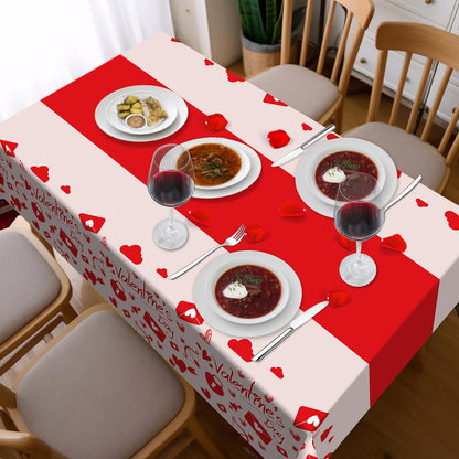 Childom Valentines Day Tablecloth for Valentines Day Decorations Party,3 Pack Disposable Plastic Valentines Table Cloths 54" x 108" Pink Table Cover,Valentines Decor for Wedding Engagement Anniversary