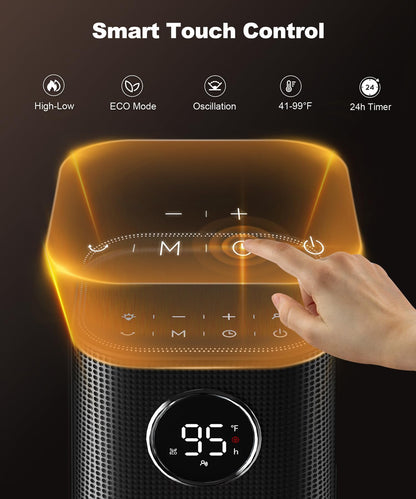 Wind Talk Space Heater for Indoor Use, 1500W Fast Electric Portable Ceramic Heaters with Thermostat, 4 Modes, 24H Timer, 70°Oscillating Room Heater with Remote for Office Bedroom Use, 2023 Upgraded