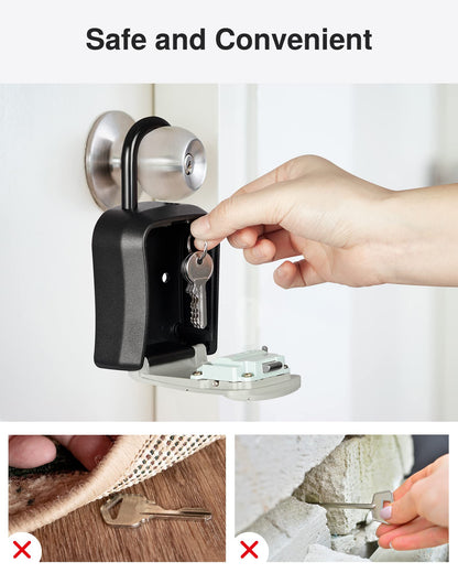 Puroma Key Lock Box, Portable Combination Lockbox Wall-Mounted Key Storage Box for House Keys, Resettable Code Safe Security Lock Box for Home, Office, Apartment Spare Key Storage (1 Pack, Gray)