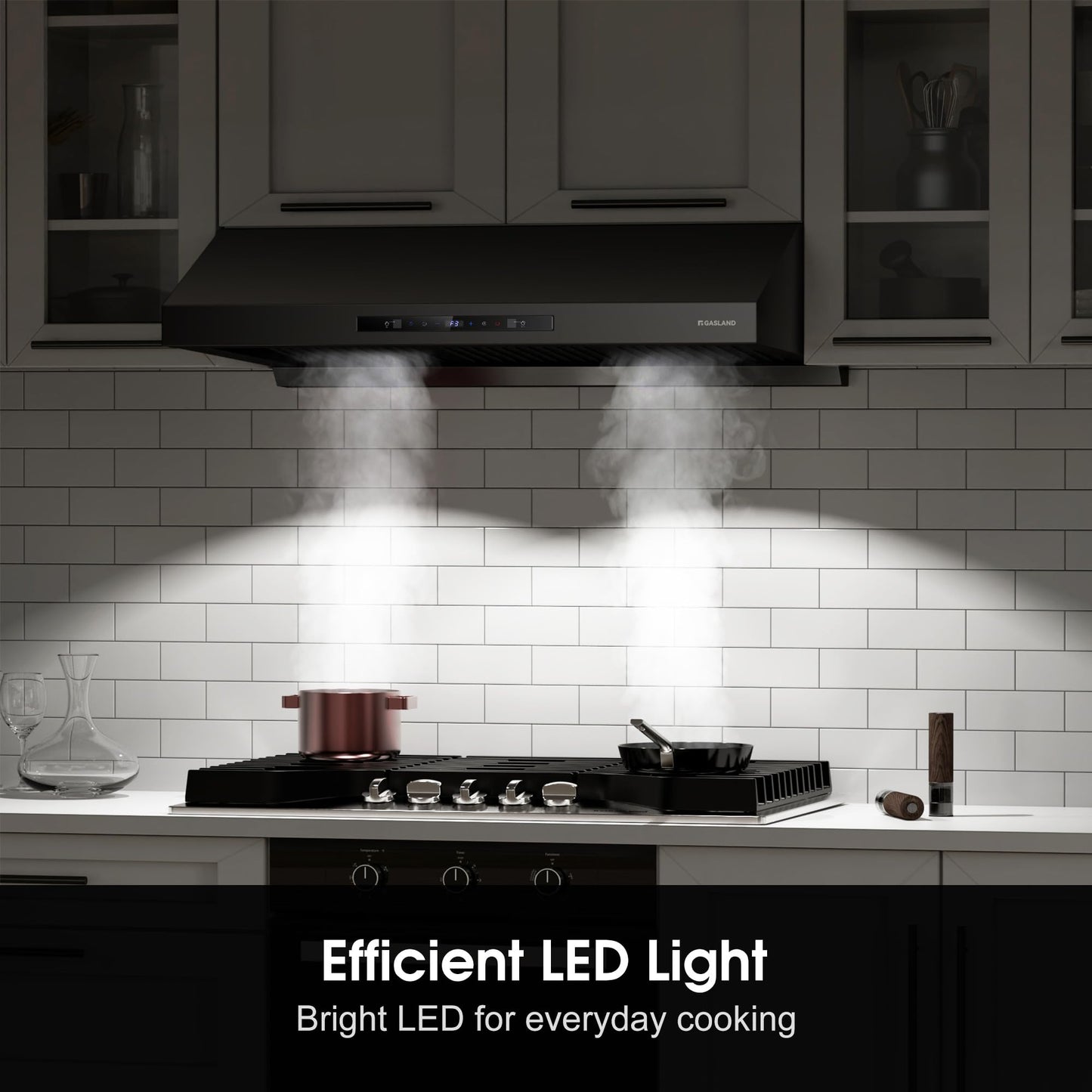 GASLAND Master 36 Inch Under Cabinet Range Hood, Matte Black, 700 CFM for Heavy-Duty Cooking Kitchen Exhaust Fan, 3-speed Powerful Stove Vent Hood 67dB, Three Filters Vent Hood with 5000K LED light