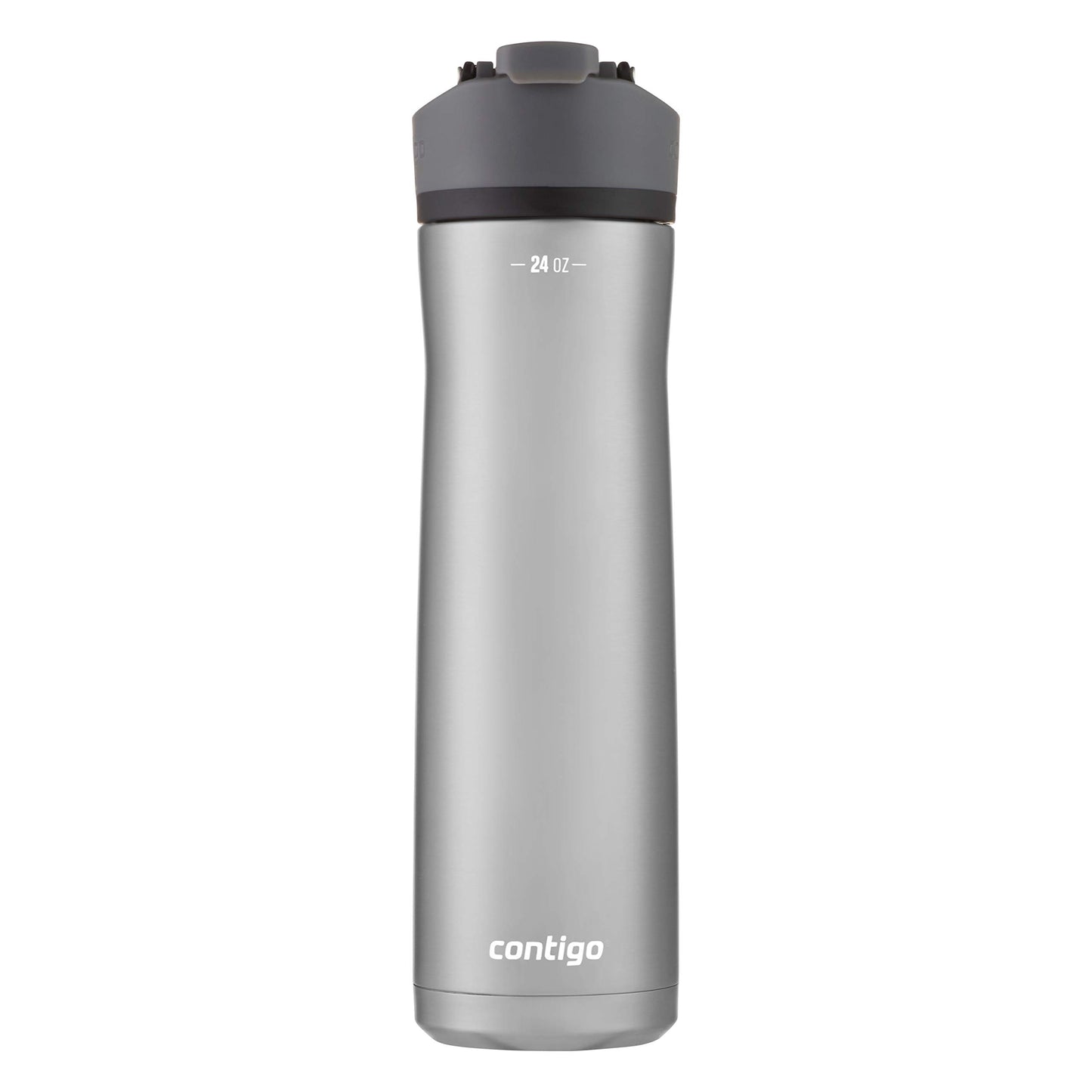 Contigo Cortland Chill 2.0 Vacuum-Insulated Stainless Steel Water Bottle Spill-Proof Sip Technology Interchangeable Lid 24oz Steel/Licorice Perfect for Fitness Travel Everyday Use