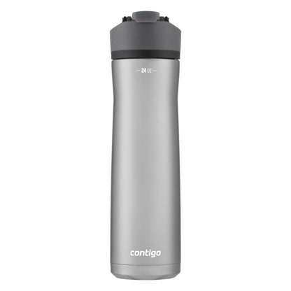 Contigo Cortland Chill 2.0 Vacuum-Insulated Stainless Steel Water Bottle Spill-Proof Sip Technology Interchangeable Lid 24oz Steel/Licorice Perfect for Fitness Travel Everyday Use