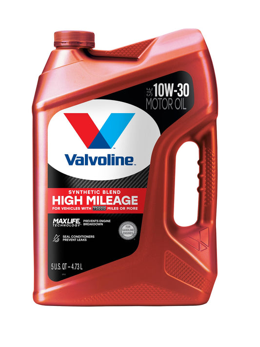Valvoline High Mileage with MaxLife Technology 10W-30 Synthetic Blend Motor Oil 5 QT