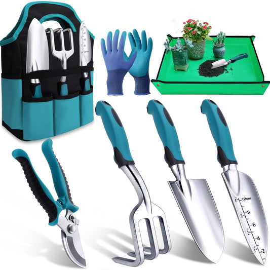 Kynup Garden Tools 7-Piece, Gardening Hand Tools, Gardening Tools Set with Rust-Proof,Stainless Steel, Aluminum Alloy Material, Gardening Supplies Set Ideal Gift