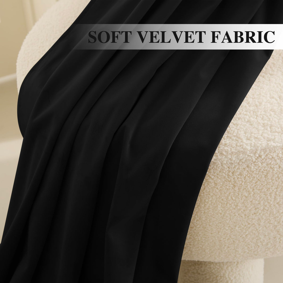 RYB HOME Black Velvet Curtains 96 inches, Soft Thick Velvet Drapes with Rustproof Grommet Room Darkening Noise Reducing Privacy Blinds for Closet Living Room Studio, W52 x L96 inches, 1 Pair