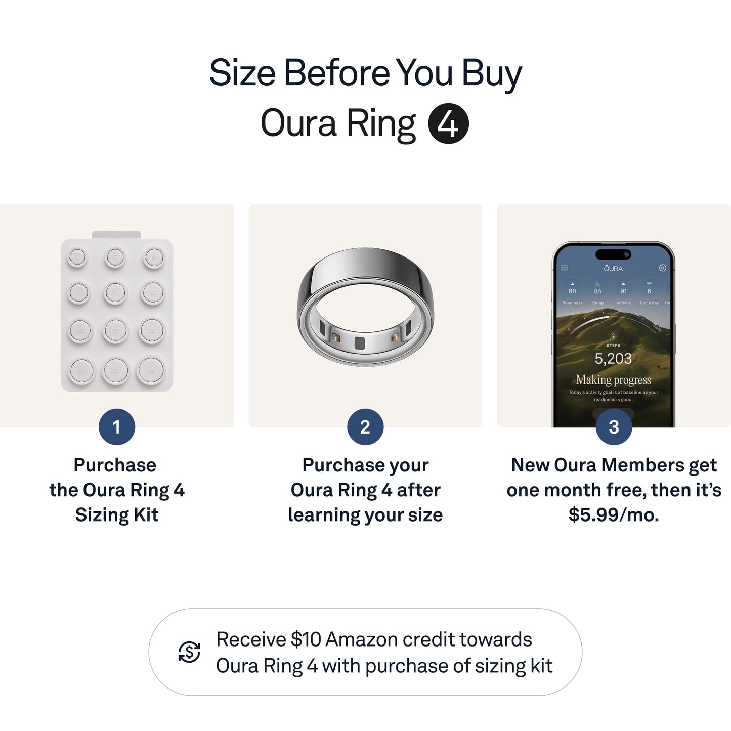 Oura Ring 4 - Silver - Size 8 - Size Before You Buy