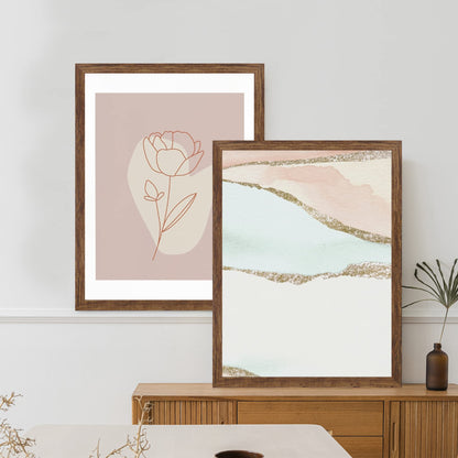 Hongkee 24x30 Frame Set of 2, Rustic Brown Wood Style - Display 18x24 Picture Frame with Mat or 24 x 30 Poster without Mat, Wall Mounting Horizontal and Vertical