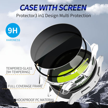 Kimiyaki 2 Pack for Samsung Galaxy Watch 7 40mm Screen Protector Case [Anti-Peeping], Privacy Hard PC Bumper Full Coverage Protective Accessories Built-in Tempered Glass Film