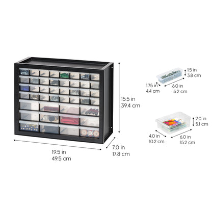 IRIS USA Screw Tool Organizer Small Parts Cabinet Chest, 44-Drawer Hardware Electronics Nuts Bolts Storage Drawers Organization Toolbox Garage Craft Business Teacher Beads Scrapbook Art Hobby - Black