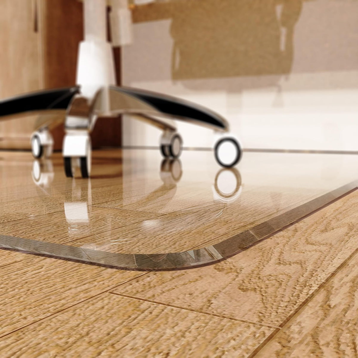 MESAILUP Beveled Edge Office Chair Mat for Carpet or Hardwood Floor Crystal Clear 36" x 48" for a Smooth Glide and Easy Roll On/Off, Heavy Duty and Non-Slip Floor Ultimate Clear Chair Mat Set of 3