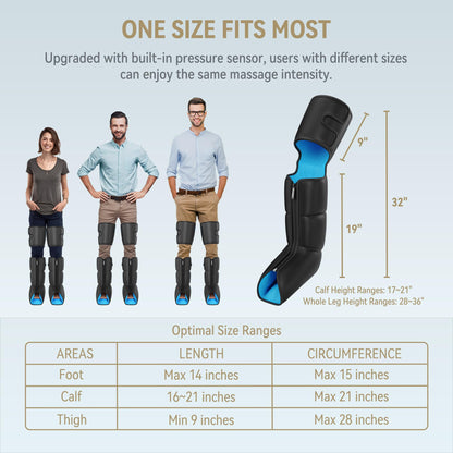 FIT KING Leg Massager with Heat for Circulation Upgraded Full Leg and Foot Compression Boots Massager to Relieve Pain, Swelling, Edema, RLS- Built-in Pressure Sensor & LCD Display- FSA HSA Eligible