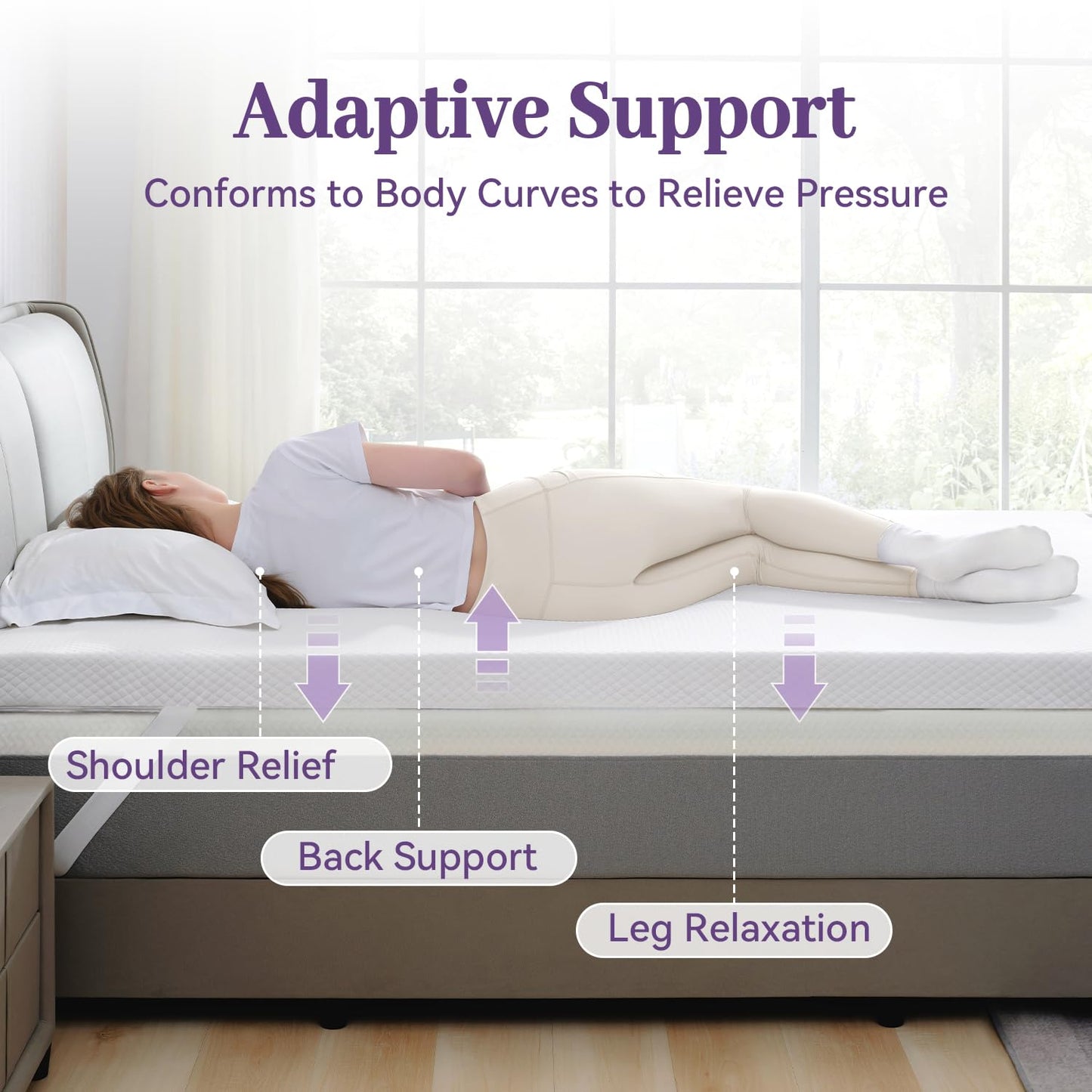 SINWEEK 3 Inch Gel Memory Foam Mattress Topper Queen Size, Ventilated High Density Pad for Back Pain, Bed Topper with Removable Soft Cover, CertiPUR-US Certified
