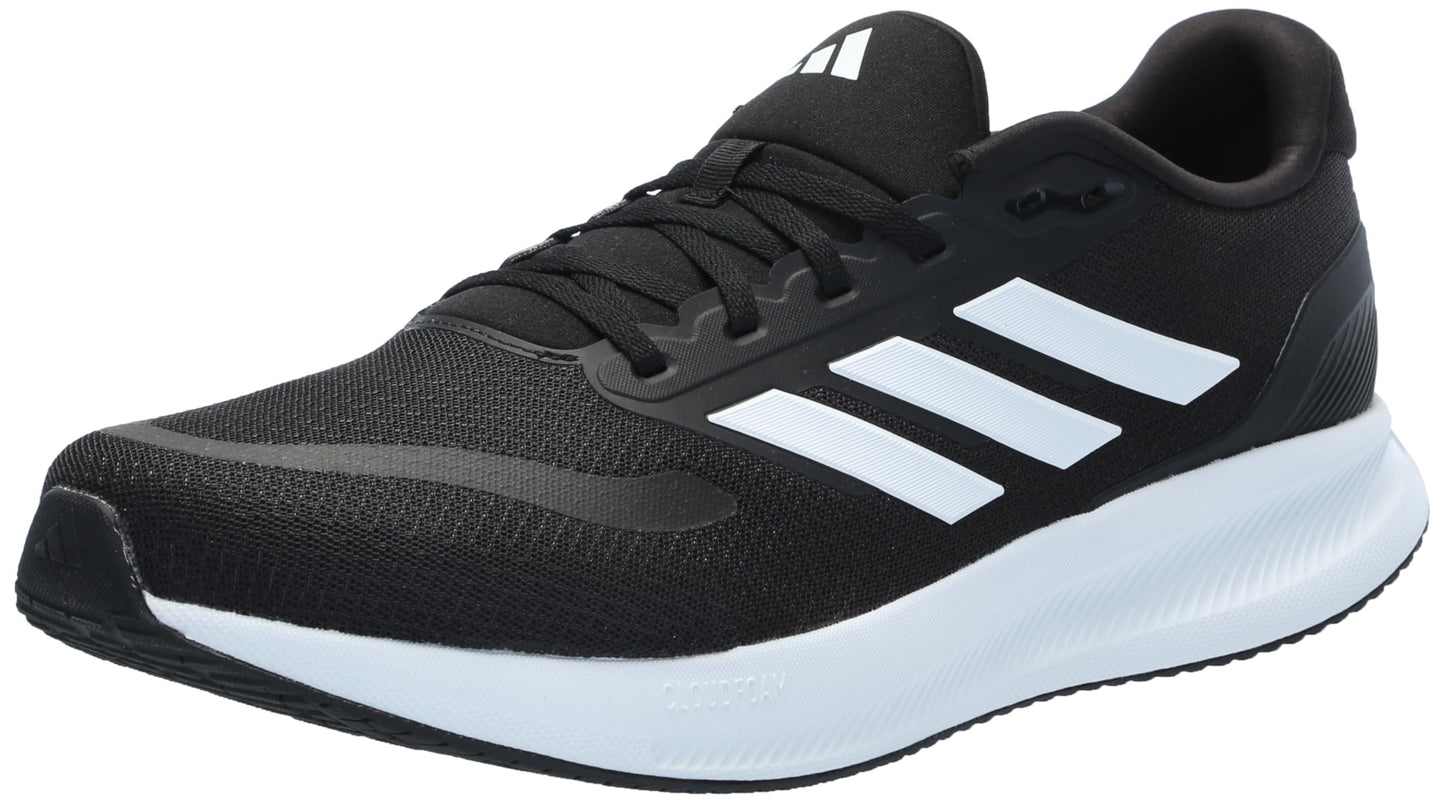 adidas Men's Run Falcon 5 Sneaker, Black/White/Black, 10.5