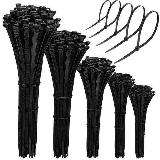 Cable Zip Ties，600PCS Multi-Purpose Nylon Zip Ties,Assorted Sizes 4+6+8+10+12-Inch Self-Locking Nylon Cable Tie,Wire Tie Perfect for Home,Garden Trellis,Office,Garage and Workshop.