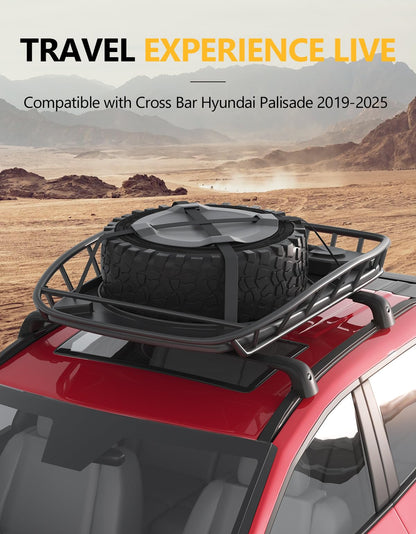 Tuyoung Roof Rack Cross Bars Compatible with Hyundai Palisade 2019-2025 SE SEL XRT Limited Calligraphy, 220lbs Lockable Heavy Duty Anti-Theft Aluminum Rails Crossbars Cargo Carrier Bag