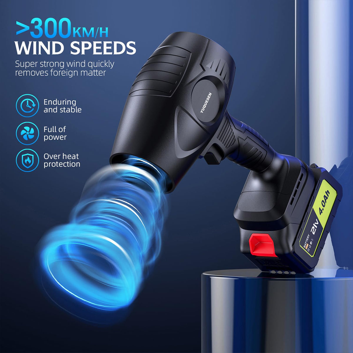 600000RPM Cordless Leaf Blower - 21V Electric Handheld Leaf Blower with 2×4.0Ah Batteries & Fast Charger - Lightweight for Patio, Lawn, Yard, Deck Cleaning