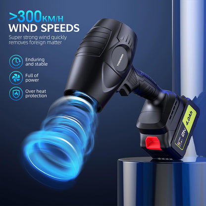 600000RPM Cordless Leaf Blower - 21V Electric Handheld Leaf Blower with 2×4.0Ah Batteries & Fast Charger - Lightweight for Patio, Lawn, Yard, Deck Cleaning