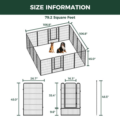 FXW Rollick Unleashed Dog Playpen for Indoor, Yard, RV Camping, 45 inch 16 Panels for Large Dogs│Patented