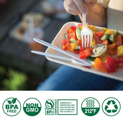 BIOCEAN 100%Compostable No Plastic Knives Disposable Forks Spoons Plastic Utensils, The Heavyweight Heavy Duty Flatware is Eco Friendly Products for Lounge Party Wedding BBQ Picnic Camping [150 Count]