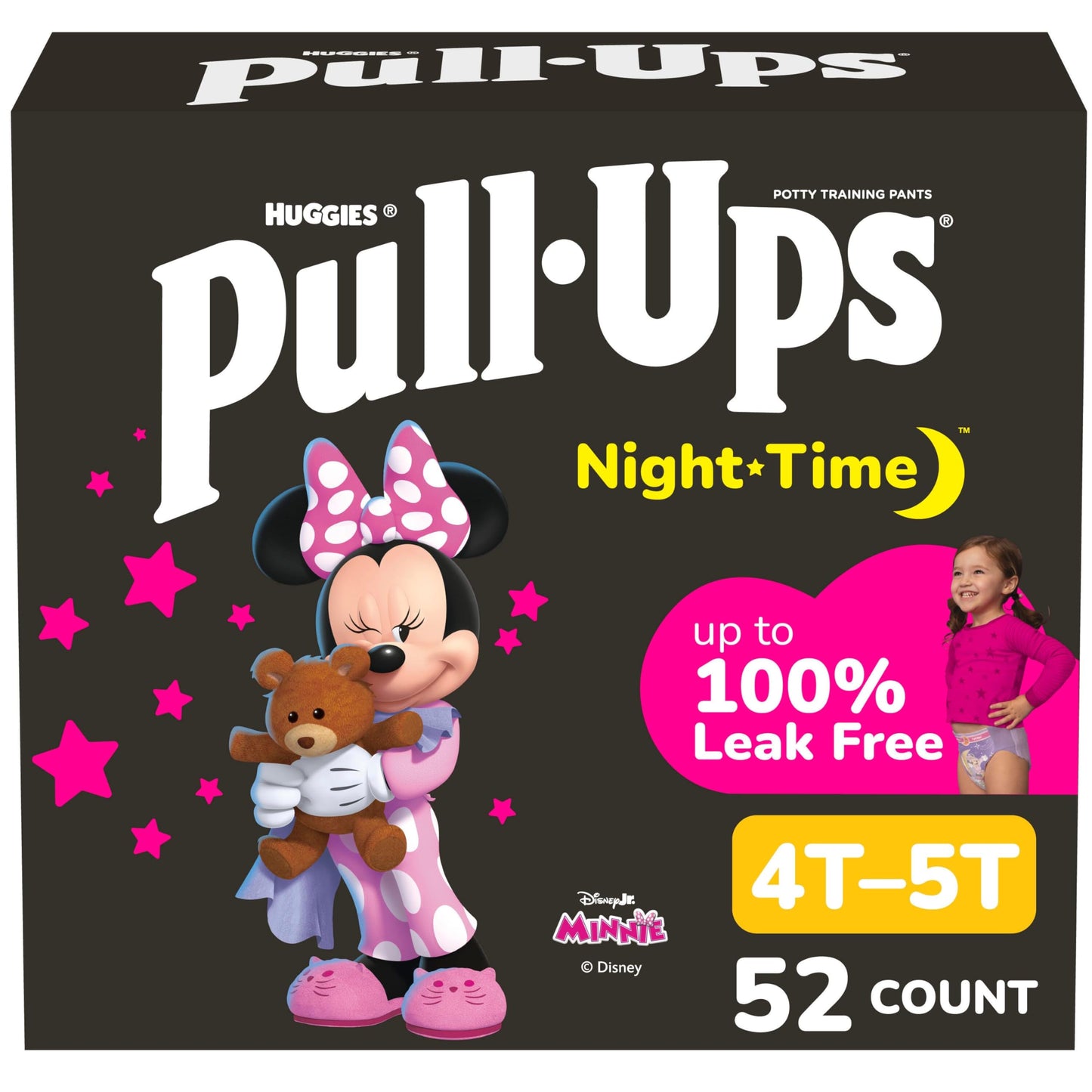 Pull-Ups Girls' Night-Time Potty Training Pants, Size 4T-5T Overnight Training Underwear (38-50 lbs), 52 Ct