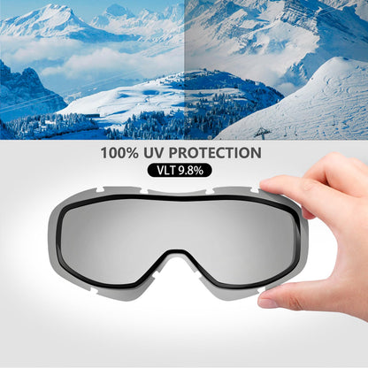 OutdoorMaster OTG Ski Goggles - Over Glasses Ski/Snowboard Goggles for Men, Women & Youth - 100% UV Protection (Black Frame + VLT 10% Grey Lens)