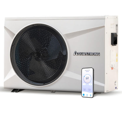 Aquastrong Inverter Swimming Pool Heat Pump, 100,000 BTU 26,000 Gallons Electric Pool Heater for Above Ground and Inground Pool, WiFi Capable Timer, Heating and Cooling Pool Heater 220V
