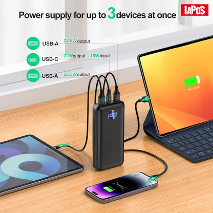 IAPOS Portable Charger 40000mah Power Bank, USB-C (22.5W) Fast Charging Battery Pack Portable Phone Charger for iPhone 15/14/13 Series, Android Samsung Galaxy, for Travel Camping - Black