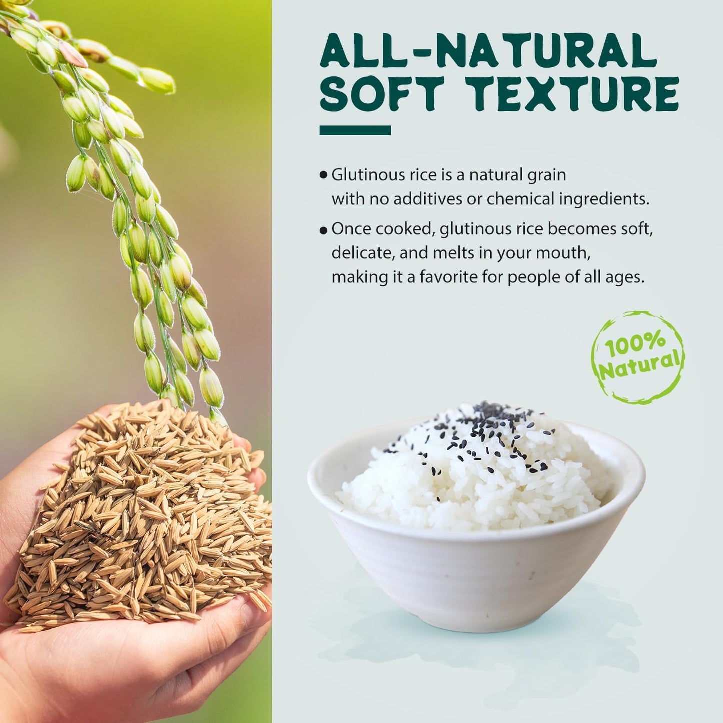 Soeos Sweet Sticky Rice 2lbs, Premium Glutinous Rice, All Natural Gluten Free Sticky Rice for Desserts or Rice Cakes, Rich in Fibers