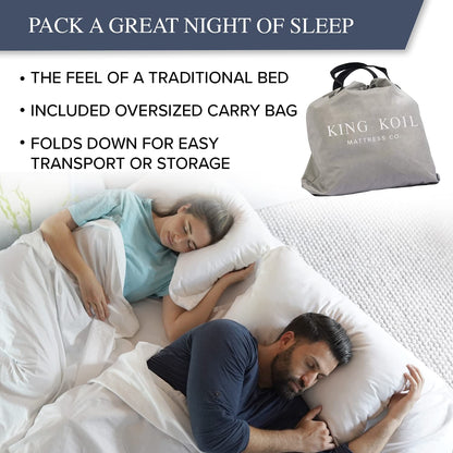 King Koil Luxury Air Mattress Queen with Built in Pump, Integrated Premium Pillow Inflatable Airbed for Guests, Camping & Home (Manufacturer Warranty)