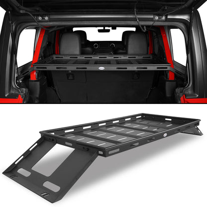 Hooke Road Rear Trunk Cargo Rack Basket Tray for 2007-2025 Jeep Wrangler JK JL 4-Door Hardtops, Sturdy Steel Shelf for Camping Trip Gear