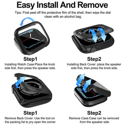 YIJDACASE 3 in 1 Waterproof Case for Apple Watch Screen Protector 44mm Series 4 5 6 SE 2nd Gen Accessories with Tempered Glass Film,Front and Back PC Bumper 360° Protective Face Cover for iWatch 44mm