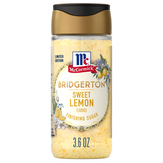 McCormick Bridgerton Finishing Sugar, Sweet Lemon, Limited Edition, Exquisite Lemon Flavor, For Elevating Baked Goods and Beverages, Garnishing, and More, 3.6 oz