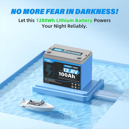 GrenerPower 12V 100Ah LiFePO4 Lithium Battery - BCI Group 24 Battery, 15000 Cycles, Built-in Cylindrical Grade A+ Cells & 100A BMS, Ideal for RVs, Trolling Motor, Home Energy Storage, Off-Grid, Boat