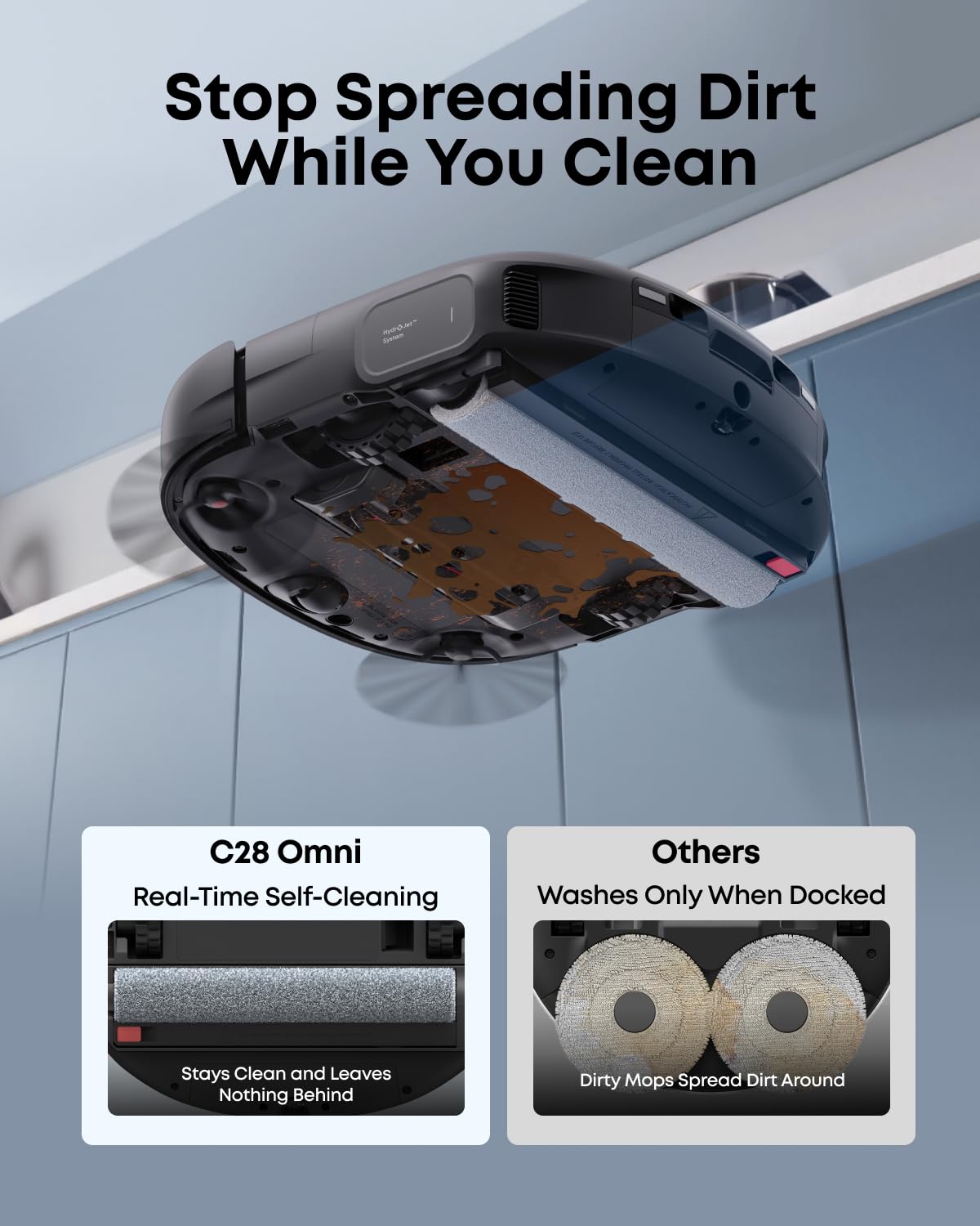 eufy C28 Robot Vacuum Cleaner and Mop Combo, 15,000 Pa, HydroJet Roller Mop