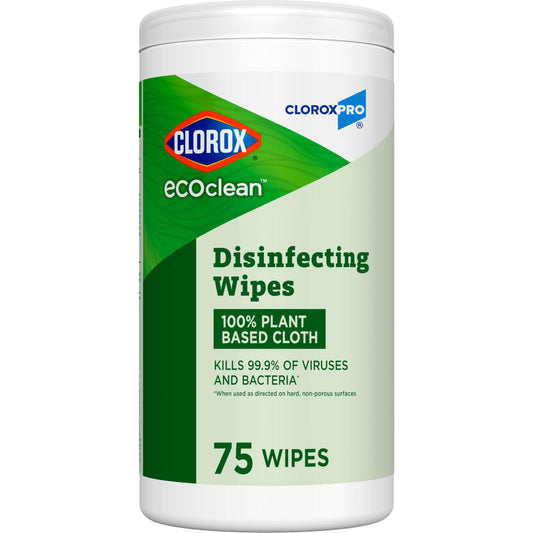 CloroxPro Clorox EcoClean Disinfecting Wipes, Multipurpose 100% Plant Based Cleaning Cloths, Antibacterial Disinfectant, Safe for Multi Surface Use, 75 Count