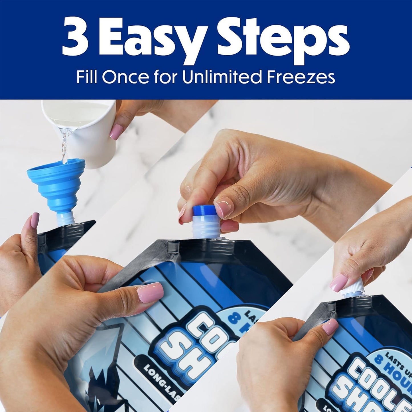 Cooler Shock Ice Packs for Cooler - Long Lasting Reusable Freezer Packs for Coolers - Cooler Ice Packs for Camping Gear, Fishing, Road Trips, Beach Must Haves, Large