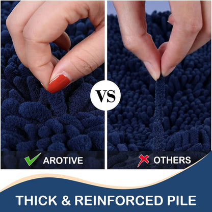 Arotive Luxury Chenille Bathroom Rug Mat, Extra Soft Thick Absorbent Shaggy Bath Rugs, Non-Slip Machine Wash Dry, Plush Bath Mats for Bathroom, Shower and Tub, 30x20, Navy