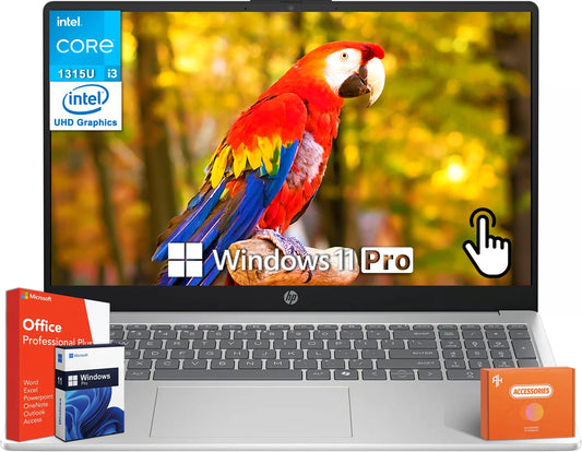 HP 15.6" Touchscreen Laptop for Student & Business, Microsoft Office Lifetime License, Intel 13th Gen Core i3-1315U, 64 GB RAM, 2 TB SSD, Intel UHD Graphics, Fast Charge, HD Camera, Windows 11 Pro