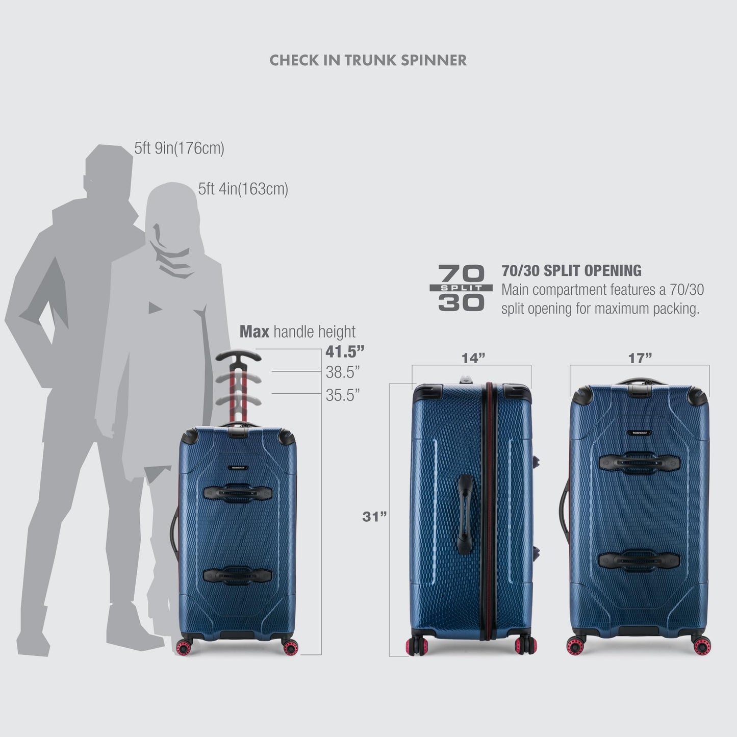 Traveler's Choice Maxporter II 30" Hardside Spinner Trunk Luggage, TSA Lock, Gray