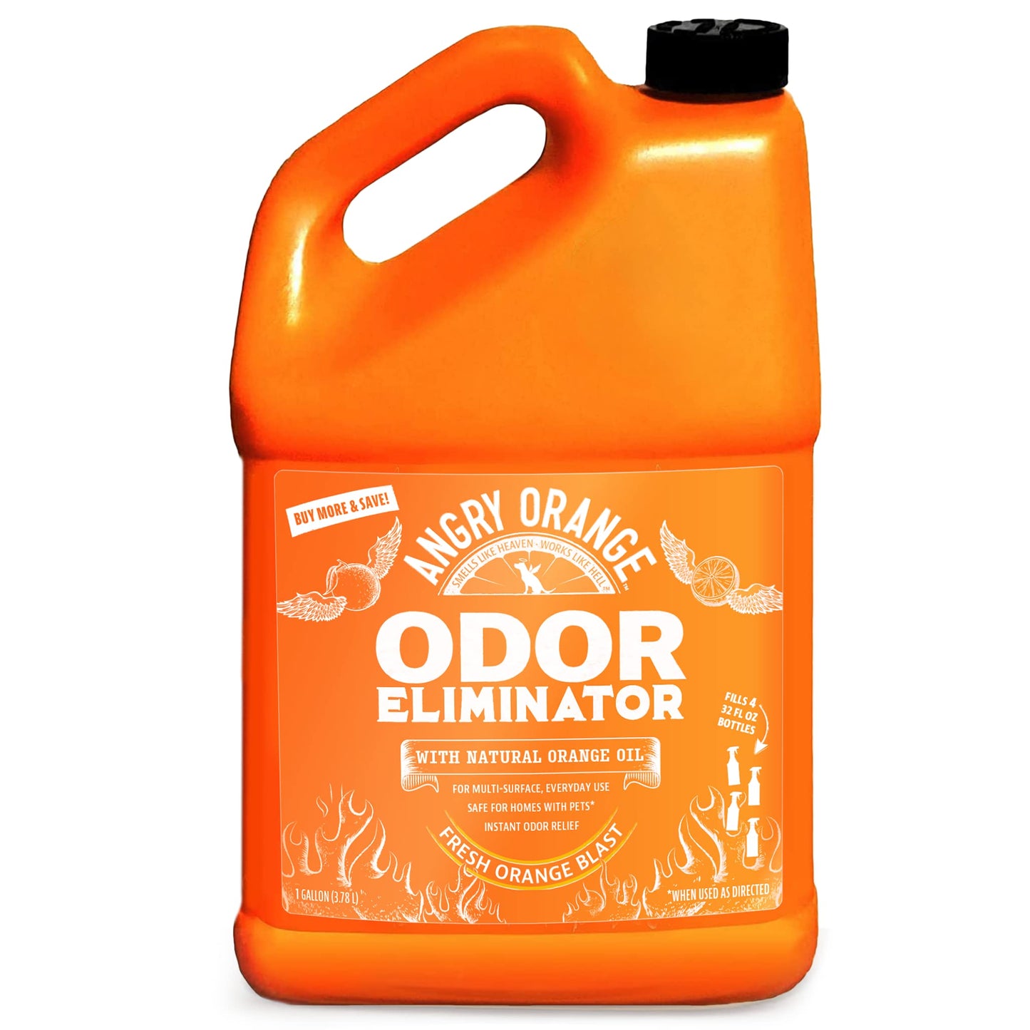 Angry Orange Pet Odor Eliminator for Dog and Cat Urine, Carpet Stains, and Strong Smells – Citrus Cleaner with Natural Orange Oil – 1 Gallon