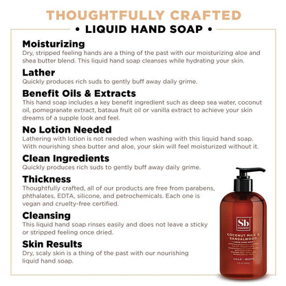 Soapbox Liquid Hand Soap Refill, Coconut Milk & Sandalwood, Vegan, Paraben Free, Moisturizing, Natural Hand Wash for Kitchen and Bathroom, 64oz Half Gallon Refill (Pack of 1)