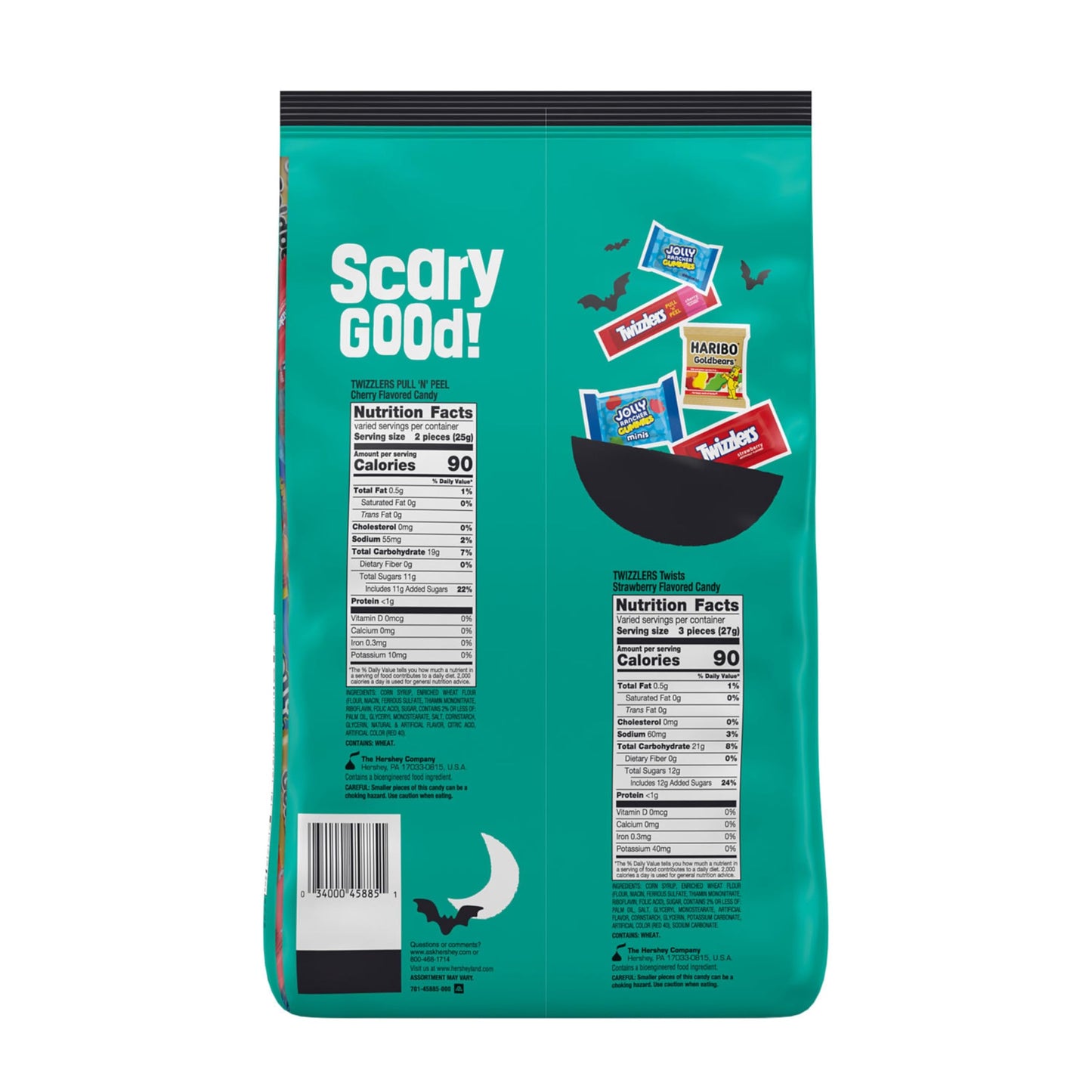 HARIBO, JOLLY RANCHER and TWIZZLERS Assorted Fruit Flavored, Halloween Candy Bulk Bag, 60.1 oz (165 Pieces)