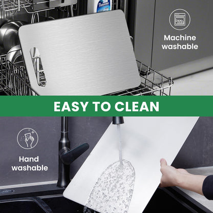 2 Pack, 100% Pure Titanium Cutting Board - 15x11 Inch Non-Slip Kitchen Chopping Board, Dishwasher Safe, Scratch Resistant, Easy to Clean, Durable & Hygienic for Meat, Vegetables, and Fruits