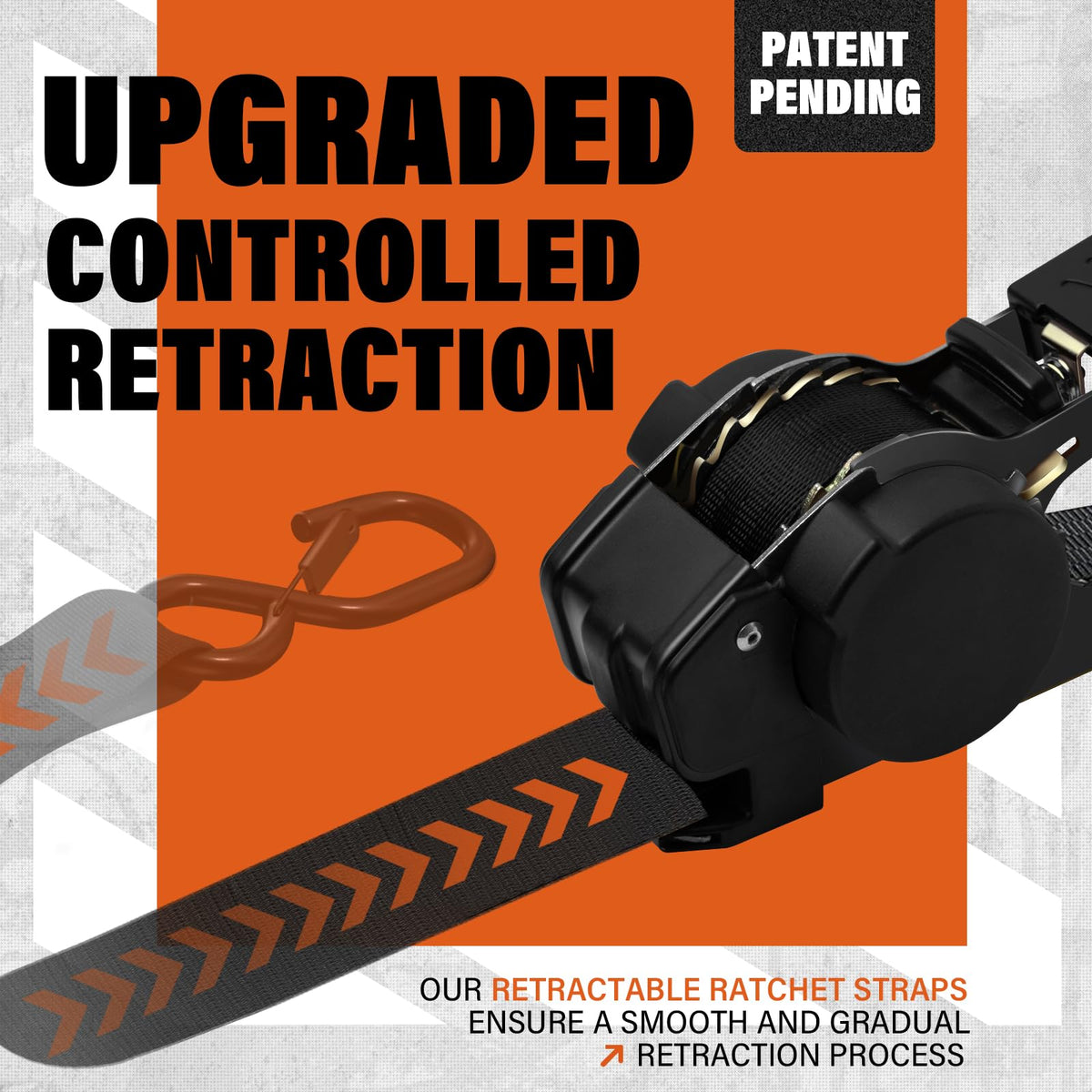 Haccoplanet Retractable Ratchet Straps 1763lb Break Strength, Heavy Duty 1” Auto Retract Tie Down Ratchet Straps Upgraded Controlled Retraction Ratchet Strap for Trailer, Motorcycle, ATV (10FT-4PK)