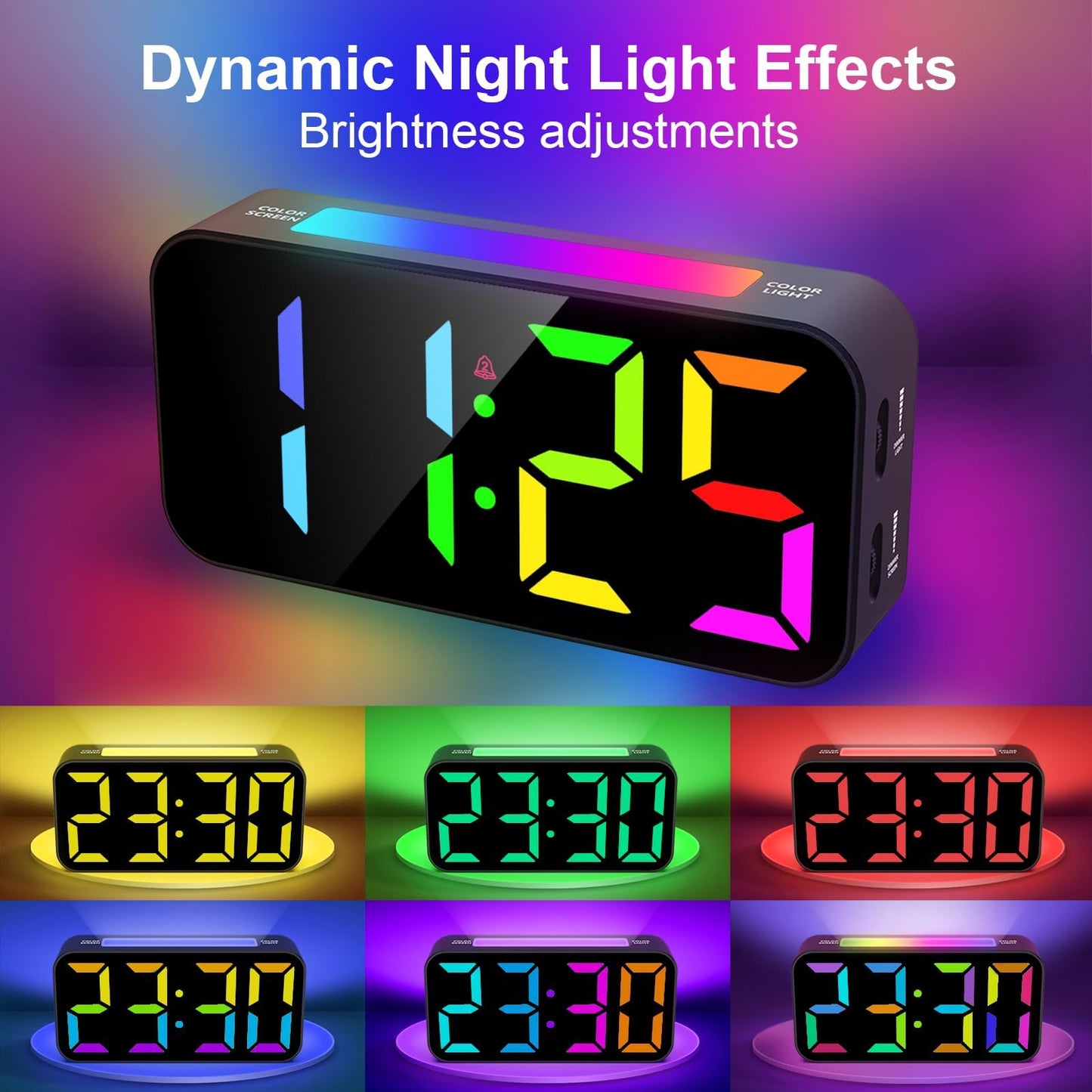 Topski Loud Alarm Clocks for Bedrooms Heavy Sleepers, Plug-in Digital Bedside Clock with Night Light, Large Display, Dual Alarm, Snooze, Dimmable for Kids Teens Boys Girls