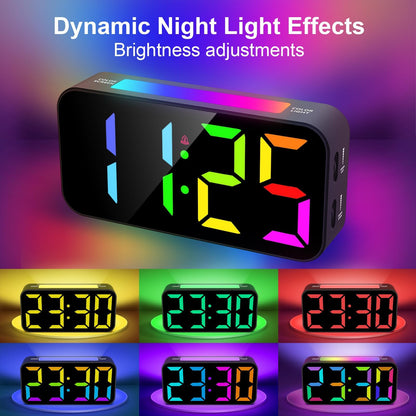 Topski Loud Alarm Clocks for Bedrooms Heavy Sleepers, Plug-in Digital Bedside Clock with Night Light, Large Display, Dual Alarm, Snooze, Dimmable for Kids Teens Boys Girls