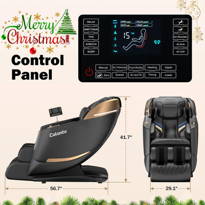 Culanta Massage Chair Full Body, Zero Gravity SL-Track Shiatsu Massage Recliner Chair with Body Scan, Airbags, Foot Rollers, Deep Yoga Stretch, Heating (U1-Black)