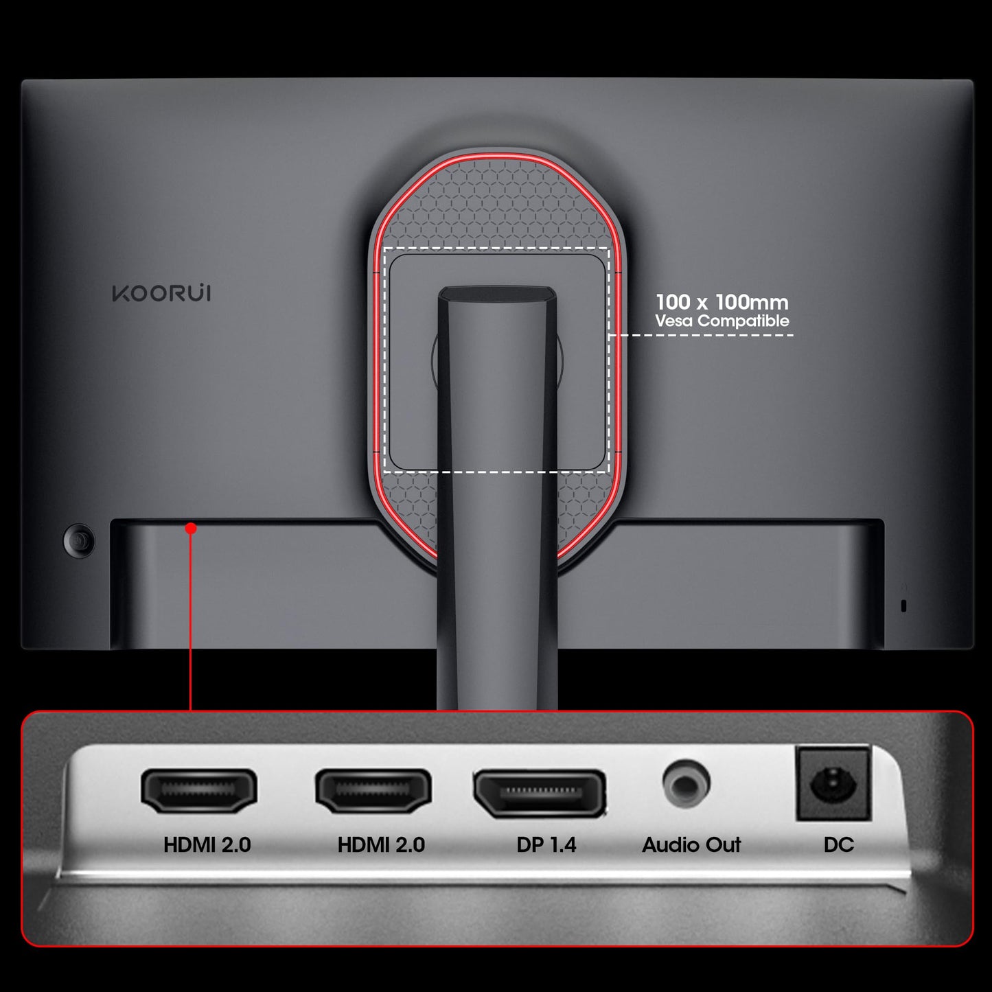 KOORUI Gaming Monitor, QHD 24" Nano IPS Monitor, 1440P 165Hz Computer Monitor, 1ms 2K PC Monitor, 100% sRGB, Adaptive Sync, Height/Tilt/Pivot Adjustment, HDMI, DisplayPort, GP01